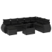 Set de sofás de jardín 8 piezas y cojines ratán sintético negro