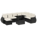 Set de sofás de jardín 8 piezas y cojines ratán sintético negro