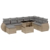Set de sofás de jardín 9 pzas con cojines ratán sintético beige