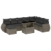 Set de muebles de jardín 9 pzas y cojines ratán sintético gris