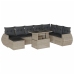 Set muebles jardín 9 pzas y cojines ratán sintético gris claro