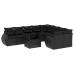 Set de sofás de jardín 10 pzas cojines ratán sintético negro