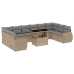 Set de sofás de jardín 11pzas con cojines ratán sintético beige