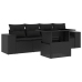 Set de muebles de jardín 5 pzas y cojines ratán sintético negro