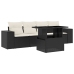 Set de muebles de jardín 5 pzas y cojines ratán sintético negro