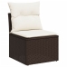 Set comedor de jardín 5 piezas y cojines ratán sintético marrón