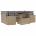 Set sofás de jardín 7 piezas y cojines ratán sintético beige