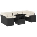 Set de sofás de jardín 8 piezas y cojines ratán sintético negro