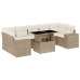 Set de sofás de jardín y cojines 8 piezas ratán sintético beige