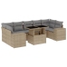 Set de sofás de jardín y cojines 8 piezas ratán sintético beige