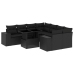 Set de sofás de jardín 8 piezas y cojines ratán sintético negro