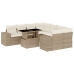 Set de sofás de jardín 9 pzas con cojines ratán sintético beige