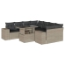Set muebles jardín 9 pzas y cojines ratán sintético gris claro