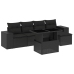 Set de sofás de jardín 6 piezas y cojines ratán sintético negro