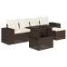Set sofás de jardín 6 piezas y cojines ratán sintético marrón