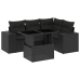 Set de muebles de jardín 5 pzas y cojines ratán sintético negro
