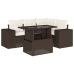 Set comedor de jardín 5 piezas y cojines ratán sintético marrón