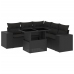 Set de sofás de jardín 6 piezas y cojines ratán sintético negro