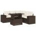 Set sofás de jardín 6 piezas y cojines ratán sintético marrón