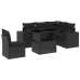 Set de sofás de jardín 6 piezas y cojines ratán sintético negro