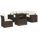 Set sofás de jardín 6 piezas y cojines ratán sintético marrón