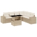 Set sofás de jardín 7 piezas y cojines ratán sintético beige
