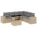 Set sofás de jardín 7 piezas y cojines ratán sintético beige