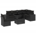 Set de sofás de jardín 7 pzas con cojines ratán sintético negro