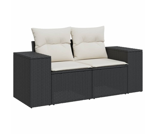 Set de sofás de jardín 7 pzas con cojines ratán sintético negro