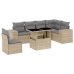Set sofás de jardín 7 piezas y cojines ratán sintético beige
