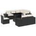 Set de sofás de jardín 8 piezas y cojines ratán sintético negro