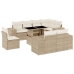 Set de sofás de jardín 9 pzas con cojines ratán sintético beige