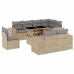 Set de sofás de jardín 9 pzas con cojines ratán sintético beige