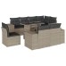 Set muebles jardín 9 pzas y cojines ratán sintético gris claro