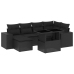 Set de sofás de jardín 7 pzas con cojines ratán sintético negro
