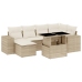 Set sofás de jardín 7 piezas y cojines ratán sintético beige