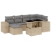 Set sofás de jardín 7 piezas y cojines ratán sintético beige