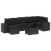 Set de sofás de jardín 8 piezas y cojines ratán sintético negro
