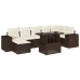Set sofás de jardín 8 piezas y cojines ratán sintético marrón
