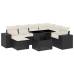 Set de sofás de jardín 8 piezas y cojines ratán sintético negro