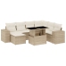 Set de sofás de jardín y cojines 8 piezas ratán sintético beige