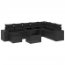Set de sofás de jardín 8 piezas y cojines ratán sintético negro
