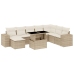 Set de sofás de jardín 9 pzas con cojines ratán sintético beige