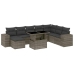 Set de muebles de jardín 9 pzas y cojines ratán sintético gris
