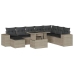 Set muebles jardín 9 pzas y cojines ratán sintético gris claro