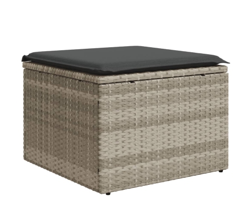 Set muebles jardín 9 pzas y cojines ratán sintético gris claro