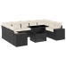 Set de sofás de jardín 10 pzas cojines ratán sintético negro