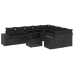 Set de sofás de jardín 10 pzas cojines ratán sintético negro