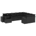 Set de sofás de jardín 10 pzas cojines ratán sintético negro