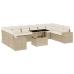 Set de sofás de jardín 11pzas con cojines ratán sintético beige